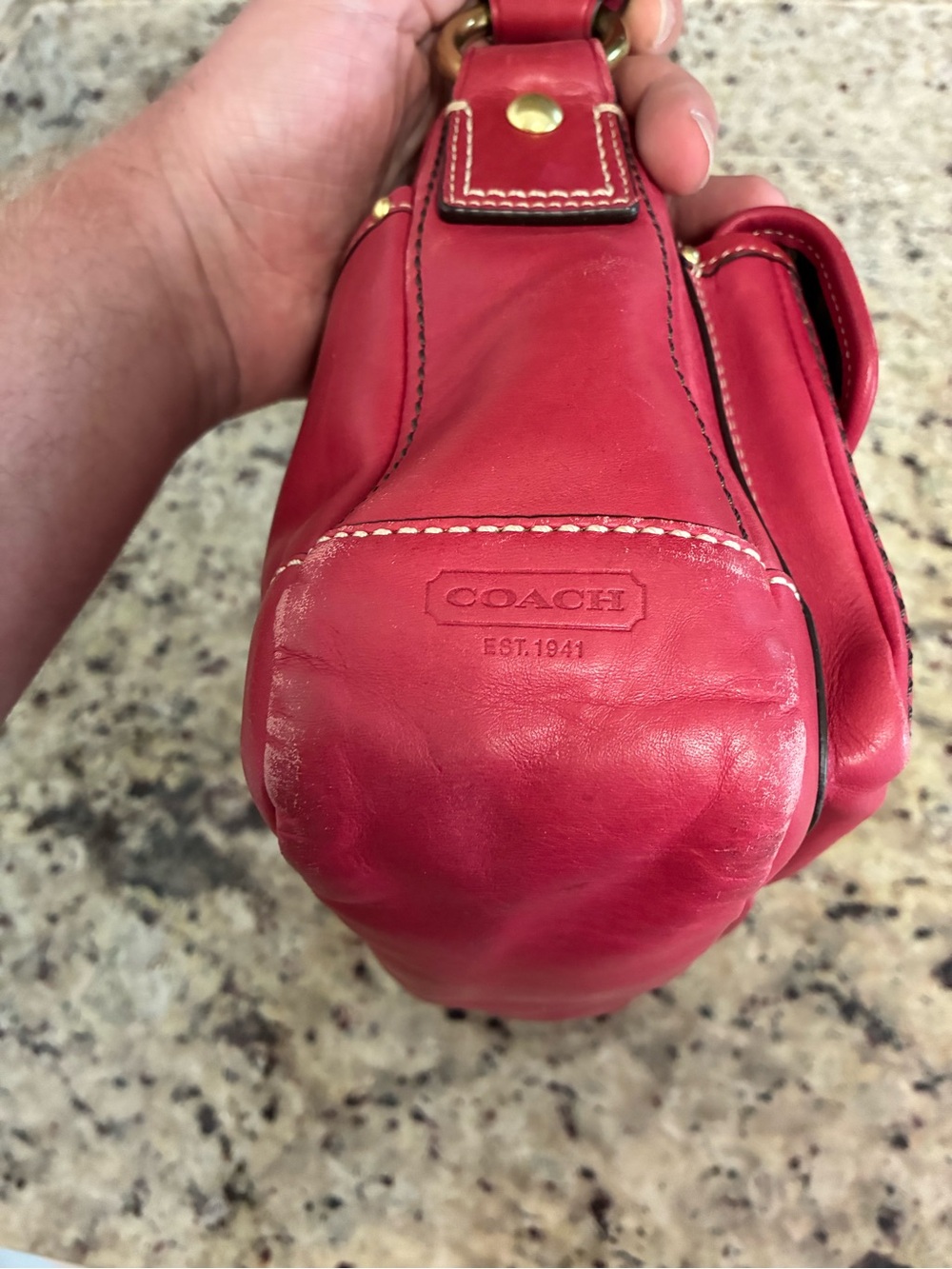 Coach Legacy double turnlock shoulder bag raspberry pink / red rare - Picture 3 of 11